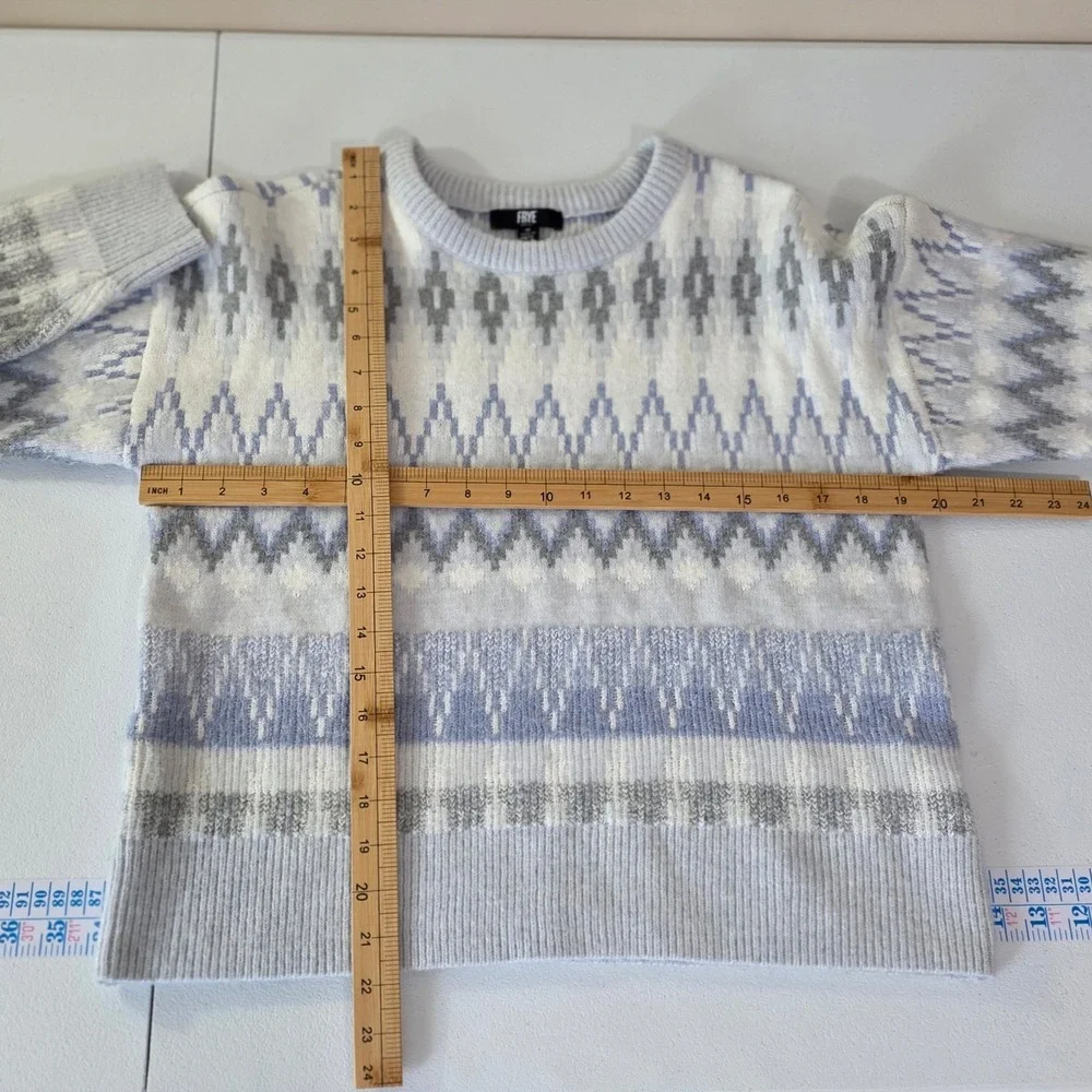 Frye Fair Isle Sweater Womens Medium Blue Geometric Super Soft Casual Transition